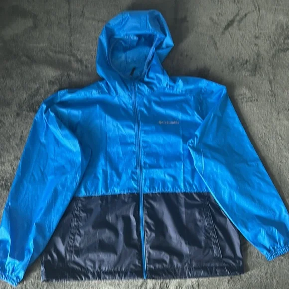 NWOT Columbia Men's Jacket Center Ridge Windbreaker Hooded Size XL Blue/Navy - Picture 8 of 13